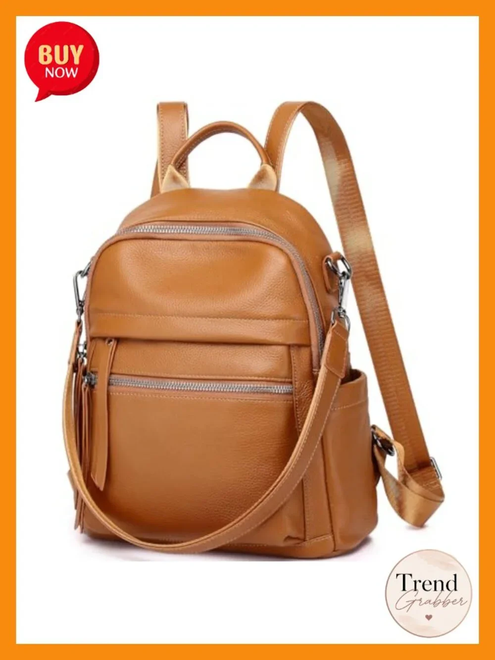 Genuine Leather Backpack Purse for Women Full Grain Cowhide 3-in-1 Convertible